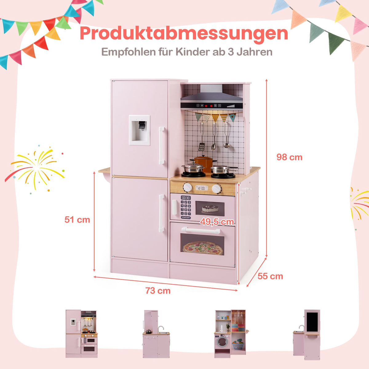 Trälekkök för barn med ljus och ljud