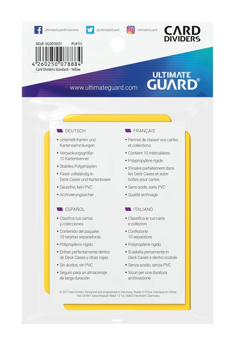 Ultimate Guard Card Dividers Standardstorlek Gul (10)