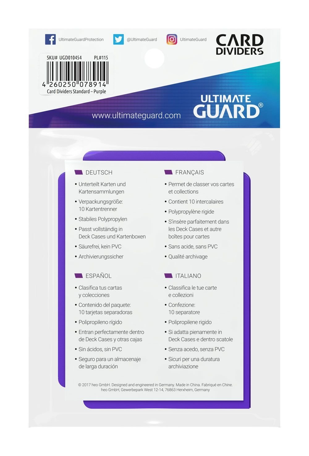 Ultimate Guard Card Dividers Standardstorlek Lila (10)