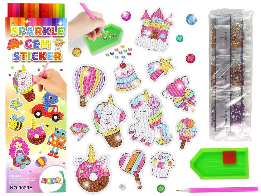 Unicorn & Candy Diamond Brodery Sticker Set för barn