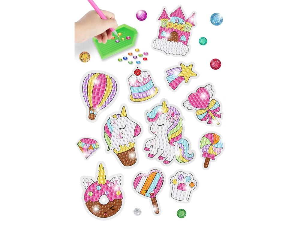 Unicorn & Candy Diamond Brodery Sticker Set för barn