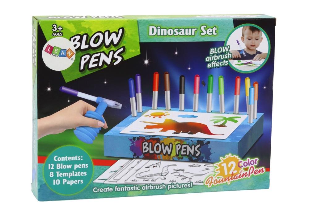 Uppblåsbar dinosauriekonst: Creative Blow Pen Marker Set