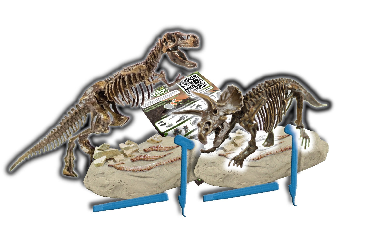 Utgrävningskit för dinosauriefosiler: T-Rex och Triceratops