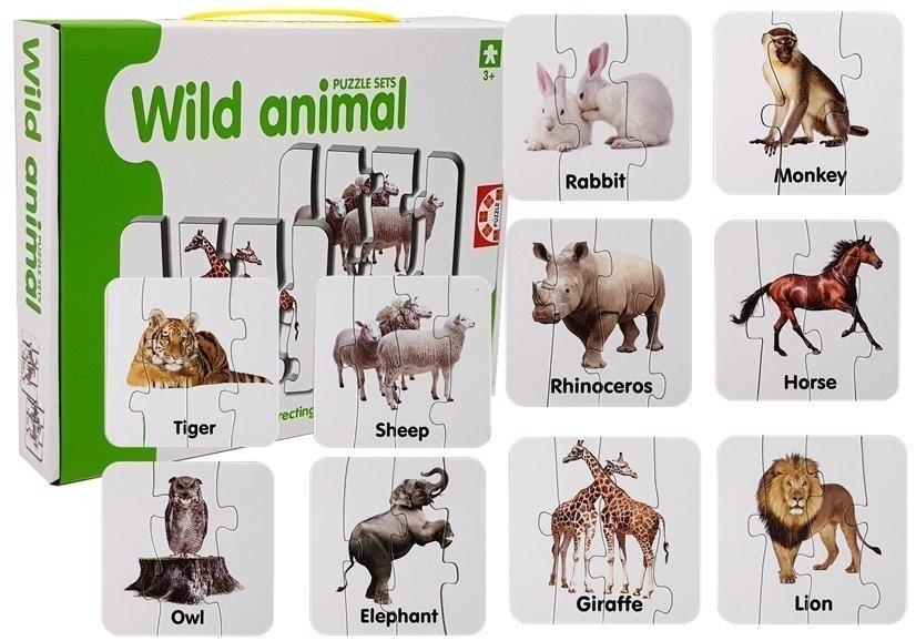 Wild Animal Puzzle: 10 engelsk læringsforbindelser