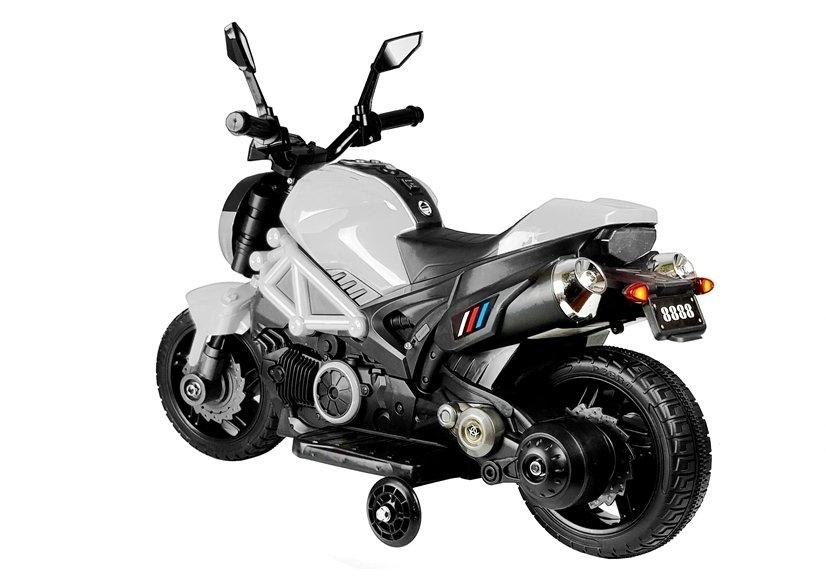 Vit GTM1188 Batterimotorcykel: Realistisk design, LED-ljus