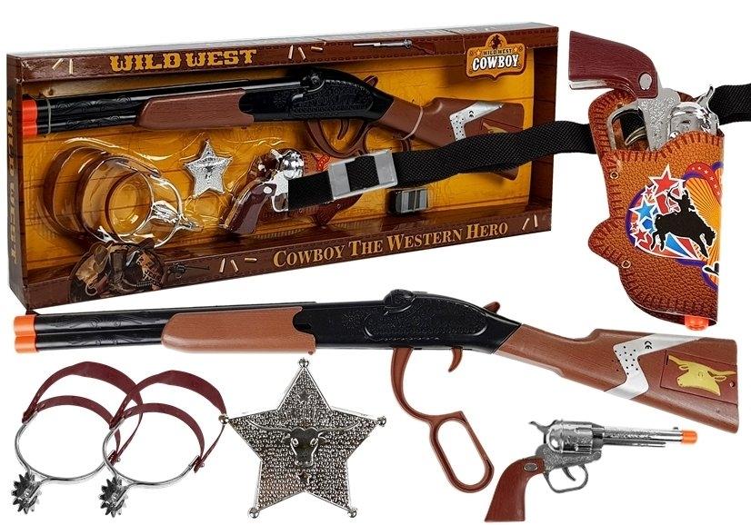 Wild West Cowboy Set: Spak Action Rifle, Colt Revolver, Sheriff Badge