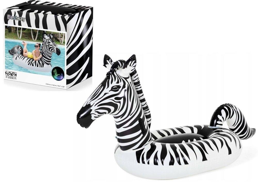 Zebra oppustelig madras med LED lys, 254x142 cm