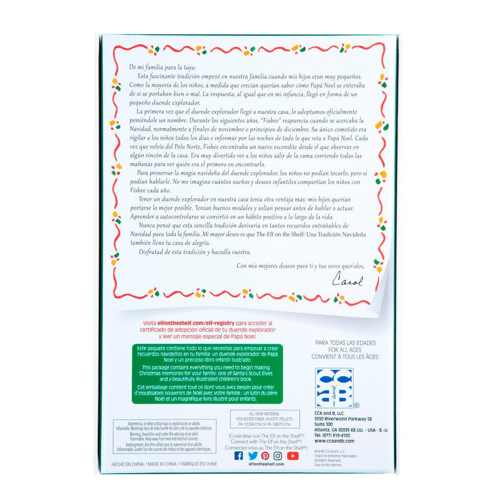 Älv på hyllan sagobok och dockuppsättning för semestertraditioner